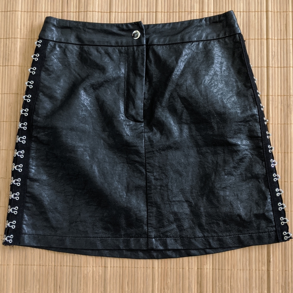 SEEK THE LABEL Black Vegan Leather Mini Skirt - Picture 2 of 8